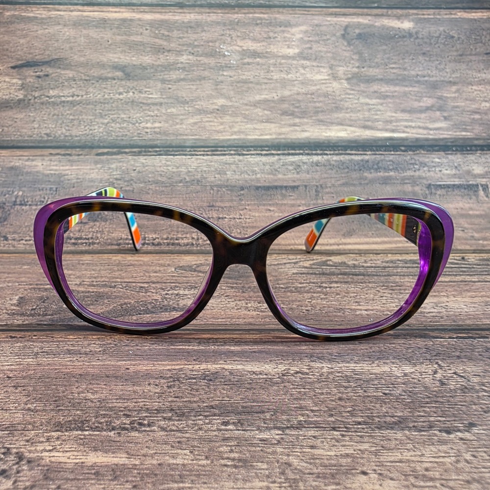 Kate Spade Hilde/P/S Tortoise Purple Striped Cat Eye Eyeglass Frames 54-16-135